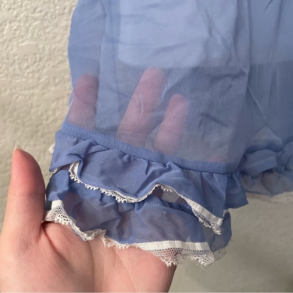 victoria's secret | vintage blue mesh bow frilly cami slip mini dress - Picture 2 of 4